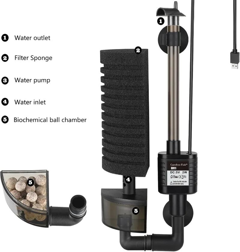 Quiet Aquarium Filter USB Bio- - Saltwater Tank 评论和价格