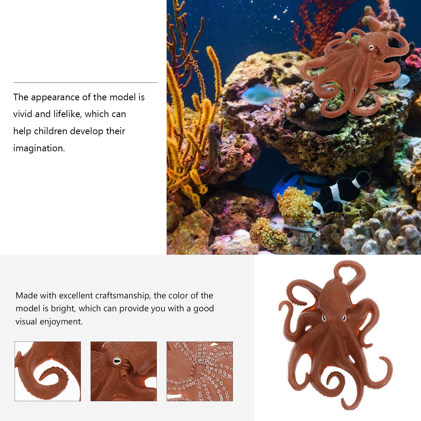 Realistic Octopus Figure Plast - Marine Aquarium 评论和价格